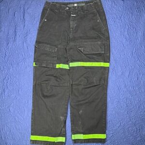 Vintage MARITHE FRANCOIS GIRBAUD Mens Black Cargo Suttle Pants Neon‎ Green 36